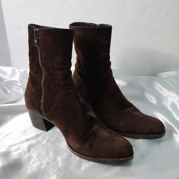 Prada Brown Suede Ankle Boots Women’s EU 38.5 Very Good Used Condition Designer - Picture 8 of 16